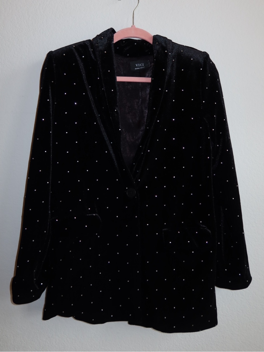 Black Velvet Blazer with Rhinestones